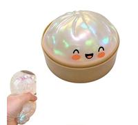 10cm Giant Dumpling Squishy Toy, Dumpling Stress Toy, Toy Dumplings with Steamer Box, Large Stress Relief Sensory Ball, Soft Squeeze Decompression Dough Fidget Toys, 6 Colors (C-white)