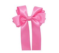 10cm Girls Handmade Satin Ribbon Boutique Ponytail Hair Bow Clips Barrette (Hot Pink)