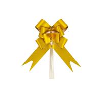 10cm Glitter Ribbons, 100Pcs Plastic Pull Bows, Decorative Bows for Wedding Party Gift Decoration, Gold