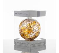 10cm Gold Glass Friendship Ball - Handcrafted Keepsake Ornament in Gift Box with Ribbon and Gift Tag, Unique Idea