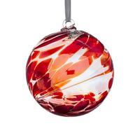 10cm Hanging Friendship Ball - Handcrafted Ruby Glass Ornament with Swirling Design - Unique Gift Boxed Decoration for Windows, Gardens, Birthdays, Anniversaries, Home Decor