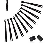 10cm Long Elastic Band with Cord Locks, 9mm x 6.5mm Non-Slip Toggle Stopper, 5mm Wide Sewing Band Stretchable String with Adjustable Slider Buckles for Making Face Cover, Earloop Rope, Black, 50pcs