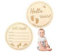 10cm Round Wooden Baby Announcement Sign, Ideal for Baby Shower Photo Prop, Nursery Wall Decor, Newborn Welcome Sign, Hello World Baby Sign, Baby Birth Sign