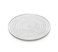 10cm Silver Swirl Mirrored Glass Glitter Coaster | Round Mirror Glass Display Candle Plate | Mirrored Candle Tray