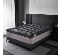 10cm Thick Mattress Topper, Hypoallergenic Soft and Firm, 4 Inch Hotel Quality Microfiber Filled Box Stitched Quilted Bed Topper with Corner Straps (Super-King)