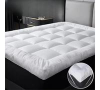 10cm Thick Super King Mattress Topper - 1000GSM Heavy Filling Quilted Extra Deep Super Fluffy & Breathable, Soft Box Stitched - Mattress Pad Strong Corner Elastic Straps Machine Washable (Super King)