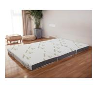 10cm Thick Tri-fold Memory Foam Floor Folding Mattress Topper Bamboo Fiber Cover Portable Camping Guest(4FT6)