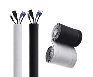 10cm Wide Cable Management Sleeve, Flexible Neoprene Cable Tidy Tube for Desk TV Computer Cord Cover Wire Hider, Black and White Reversible (Inside Diameter ∅ 2.5cm/0.98in) (3.5m)