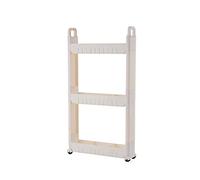 10cm Wide Kitchen Cart, White Shelving Unit, Storage Trolley with Wheels for Kitchen Bathroom Office Laundry, with Handles, with Extra Hooks, No Screw Installation ( Color : White , Size : 3 layers )
