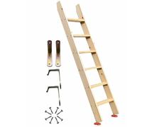 10cm Wide Wooden Loft Bed Ladder - 180cm (5.9ft) Replacement with Hook Supports & Rubber Feet Pads, & Safe for High Beds, Ideal for Kids & Adults.