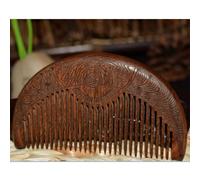 10cm Wooden Comb Natural Gold Sandalwood Narrow Tooth Wood Combs Double Side Engraved