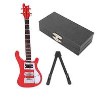 10cm Wooden Miniature Guitar Ornament V-Shaped Mini Musical Instrument Decor Dollhouse Model Home Decoration(Red)