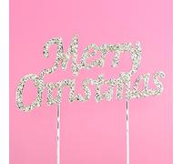 10cm x 5cm Merry Christmas Diamante Rhinestone Cake Topper Decoration