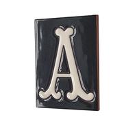 10cm x 7.5cm Black & White Spanish Hand-painted Number Tiles & Frames (Ceramic Letter A)