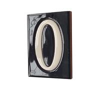 10cm x 7.5cm Black & White Spanish Hand-painted Number Tiles & Frames (Ceramic Number 0)