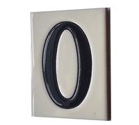 10cm x 7.5cm White & Black Spanish Hand-painted Ceramic Number Tiles & Frames (White Number 0)