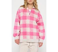 10DAYS High Neck Zip Sweater Check Bright Pink size S | Sweaters Outlet | Women | Pink S