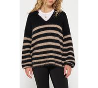 10DAYS Soft Hairy Sweater Stripes Black/light Latte size L | Sweaters Outlet | Women | Black L