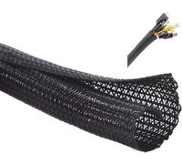 10ft - 1/2 inch Black Cable Tidy Sleeve, Wire Organiser, Cable Management Cable Sleeve Split Sleeving for USB Power Cord Audio Video Cable, Protect Cat from Chewing Cords