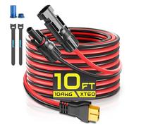 10FT 10AWG XT60 Solar Charging Cable, GIBBAB Solar Panel Connector to XT60 Extension Charge Adapter Cable with Caps & Wire Ties for LiFePO4 Battery RV Portable Power Station Ecoflow Generator