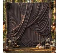 10ft×12ft Brown Dackdrop Curtains for Wedding Parties, 2 Panels Wrinkle Free Polyester Photo Backdrop Drapes Back Drop Cloth for Birthday Photography Background
