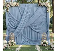 10ft×12ft Dusty Blue Dackdrop Curtains for Wedding Parties, 2 Panels Wrinkle Free Polyester Photo Backdrop Drapes Back Drop Cloth for Birthday Photography Background
