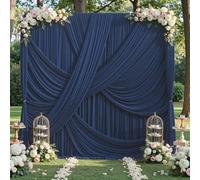10ft×12ft Navy Blue Backdrop Curtain for Wedding Parties, 2 Panels Wrinkle Free 12 FT Long Polyester Photo Backdrop Drapes Back Drop Cloth for Birthday Photography Background Party Backdrop Drapes
