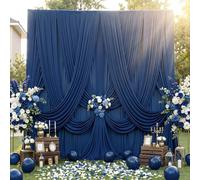 10ft×12ft Wrinkle Free Navy Blue Backdrop Curtain for Wedding Parties, 2 Panels 5×12ft Long Silky Polyester Fabric Backdrop Drapes Photo Back Drop Curtains for Birthday Photography Background Cloth