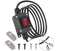 10FT 12V Inline Switch IP67 Waterproof, Outdoor On/Off Toggle Switch with PCT-222 Quick Connector, DC 12V-24V 20A On Off Switch 12 Volt Inline Cord Switch with Red LED Rocker Button(12-24V)