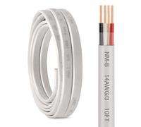 10FT 14/3 NM-B Wire with Ground - 14 Gauge 3 Conductor Solid Copper Residential Indoor Electrical Cable for Home Outlets, Switches, Lighting Circuits and Wiring