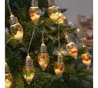 10FT 20 LED Outdoor Christmas Lights,Vintage Christmas String Lights Tree Decor,Fairy Tale Snow Globo Bulbs Lights String,LED Christmas Window Lights Snowman Elk Light Pendant xmas Lights Decoration
