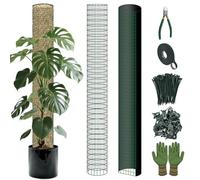 10ft/20ft/40ft DIY Metal Mesh Sphagnum Moss Pole Monstera Plant Support Self Watering Plant Poles for Climbing Indoor Plants(10ft Coated Wire Mesh，4ft Plastic Moss Poles)
