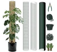 10ft/20ft/40ft DIY Metal Mesh Sphagnum Moss Pole Monstera Plant Support Self Watering Plant Poles for Climbing Indoor Plants(20ft Coated Wire Mesh,8ft Plastic Moss Poles)