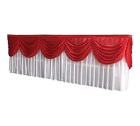 10Ft/20Ft Ice Silk Table Skirt with Valance - Premium Decorative Table Cover for Wedding, Birthday Party, Stage & Banquet Hall(White and Red,20FT)