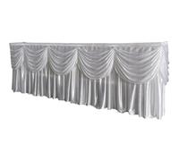 10Ft/20Ft Ice Silk Table Skirt with Valance - Premium Decorative Table Cover for Wedding, Birthday Party, Stage & Banquet Hall(White,20FT)