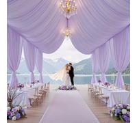 10ft×20ft Lilac Purple Ceiling Drapes for Weddings Parties,2 Panels 5×20ft Long Ceiling Curtain for Tent Canopy,Wrinkle Free Silk Draping Lavneder Drapes for Event Church Stage Photo Bedroom