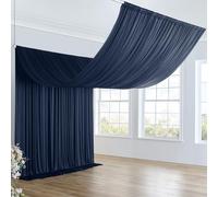 10ft×20ft Navy Blue Ceiling Drapes for Weddings Parties,2 Panels 5×20ft Long Ceiling Curtain for Tent Canopy,Wrinkle Free Silk Easy to Draping&Hang Navy Drapes for Event Church Stage Photo Bedroom