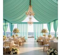 10ft×20ft Teal Ceiling Drapes for Weddings Parties-2 Panels 5×20ft Long Ceiling Curtain for Tent Canopy Roof,Wrinkle Free Silk Draping Mint Green Drapes for Event Church Stage Photography Bedroom