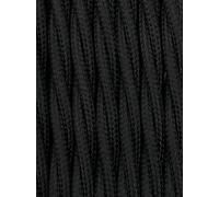 10FT 3 Metres 2 Core Braided Textile Vintage Fabric Pendulum Lamp Cable - 2x0.75mm² Black Twisted