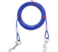 10ft (3m) Heavy Duty Dog Tie-Out Cable, with 360° Swivel Lockable Hook Dog Lace Cable for Outdoor Use (Blue)