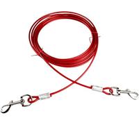 10ft (3m) Heavy Duty Dog Tie-Out Cable, with 360° Swivel Lockable Hook Dog Lace Cable for Outdoor Use (Red)