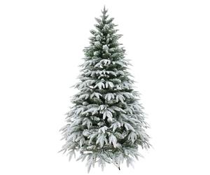 10ft/3m Lapland Fir Snow Covered Bushy Artificial Christmas Tree Flocked 2521 PE/PVC Tips Hinged Branches Metal Stand Xmas Home Snowy Decorations