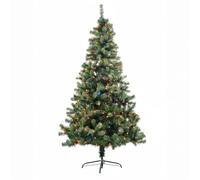 10ft/3m Pre-Lit Artificial Christmas Tree Alaskan Pine Green 1800 Tips - 420 Multicolour LEDs Metal Stand Xmas Home Decorations