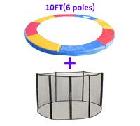 (10FT - 6 Pole, Tri-colour) Greenbay Trampoline Replacement Safety Spring Cover Padding Pads + Safety Net Enclosure Surround Bundle