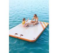 10ft 8ft 6ft Inflatable Floating Dock Water Platform, Floating Island Raft with Rope Ladder Non-Slip Surface Swimming Water Platform for Pool Beach Ocean