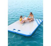 10ft 8ft 6ft Inflatable Floating Dock Water Platform, Floating Island Raft with Rope Ladder Non-Slip Surface Swimming Water Platform for Pool Beach Ocean