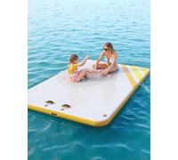 10ft 8ft 6ft Inflatable Floating Dock Water Platform, Floating Island Raft with Rope Ladder Non-Slip Surface Swimming Water Platform for Pool Beach Ocean