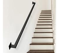10ft Anti-Slip Square Industrial Pipe il Heavy Duty Vintage Style Stair Railing Galvanized Steel Grab Bar Matte Black Farmhouse Banister for Stairs