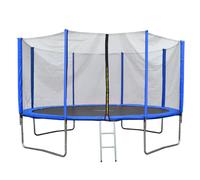 (10ft, Blue) EVRE Outdoor Trampoline with Zip Enclosure Net Padded Spring Cover and Ladder