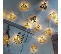 10ft Chanukah Decorative String Lights, 20 LED Warm White Nine Candlesticks Shape Light, Hanukkah Decorations for Home, for Jews Judaism Bedroom Window Wall Fence Party Decor (Gold)
